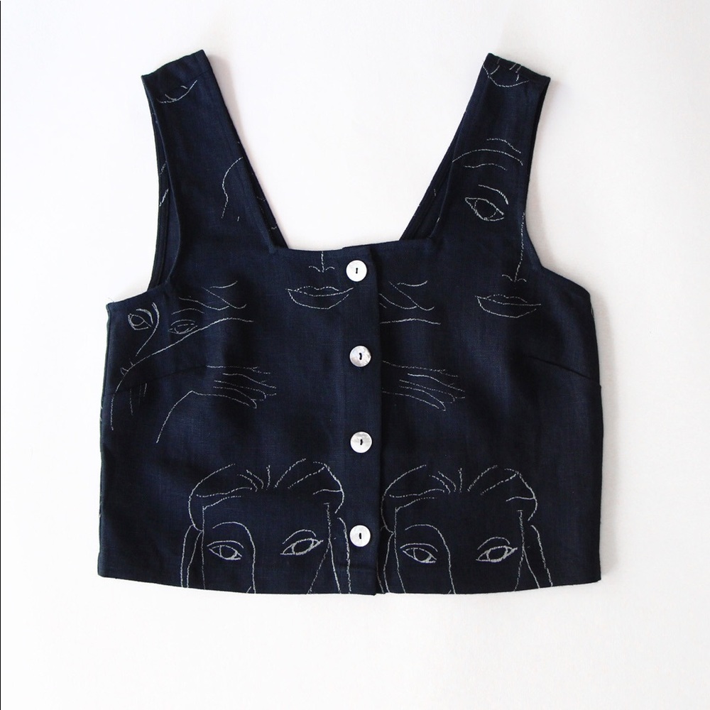 Paloma Wool "Julio" linen crop top